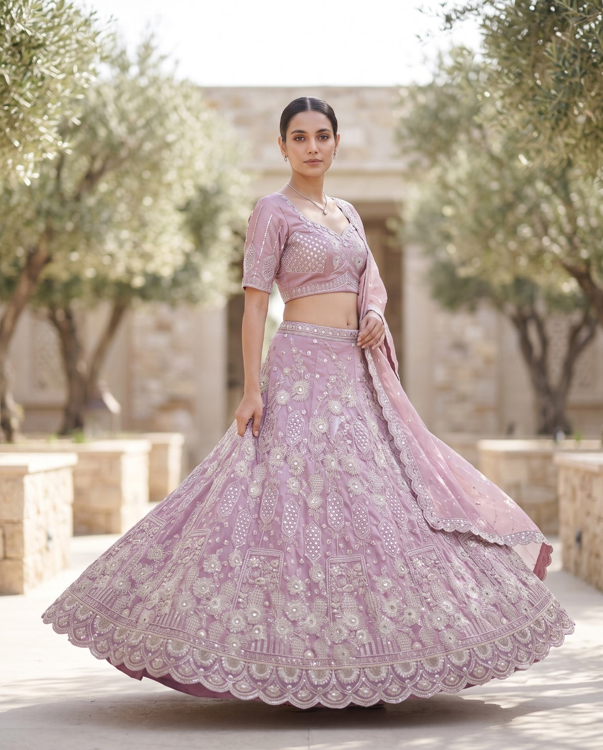 MyFashion -REET Aavya Sequin Zardozi Tissue Silk Lehenga Choli