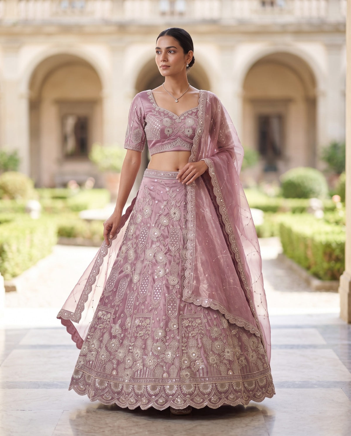 MyFashion -REET Aavya Sequin Zardozi Tissue Silk Lehenga Choli