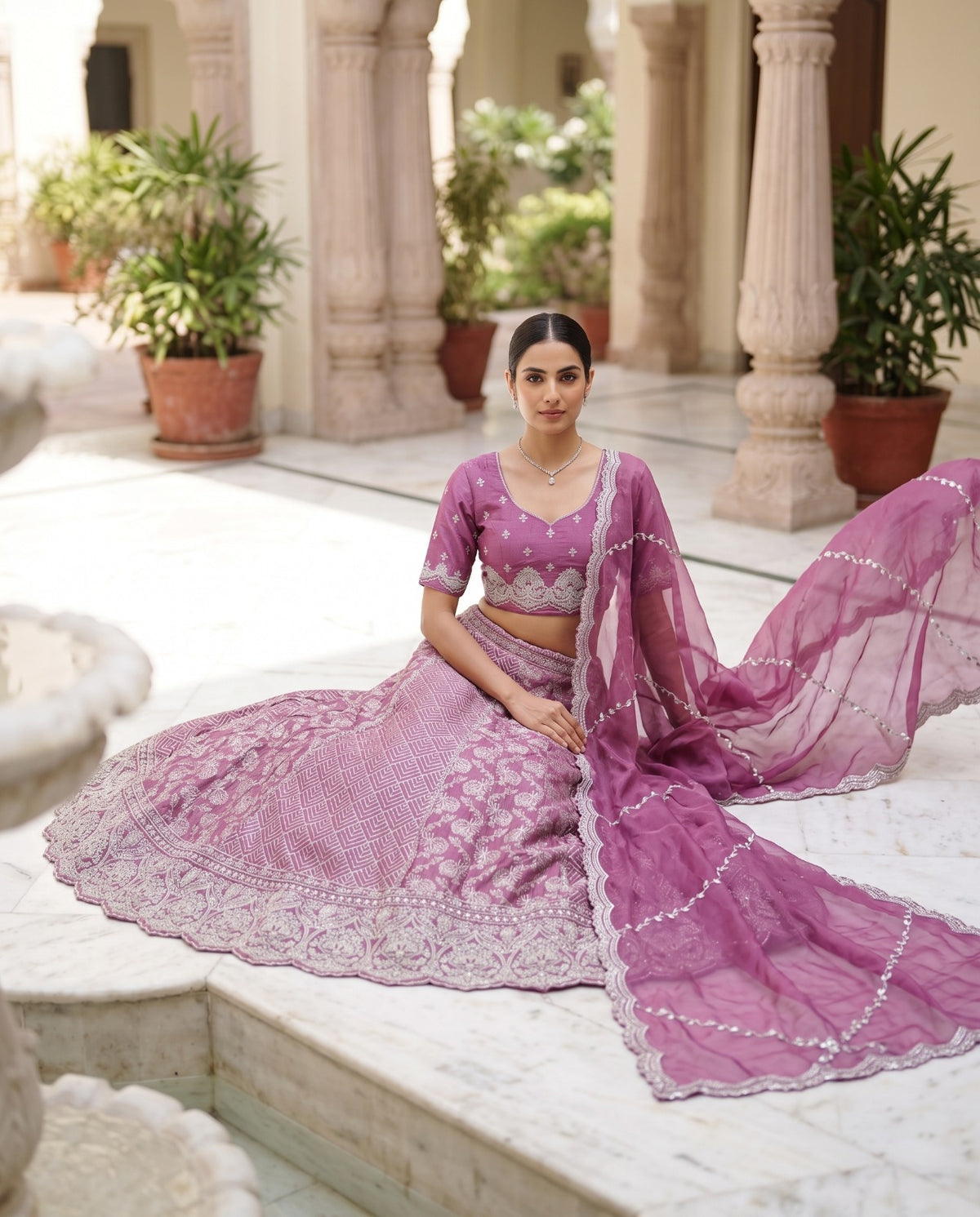 MyFashion -REET Tara Sequin Zari Work Banarasi Silk Lehenga Choli