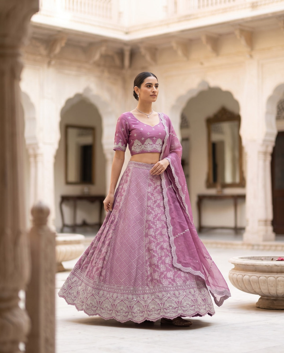 MyFashion -REET Tara Sequin Zari Work Banarasi Silk Lehenga Choli