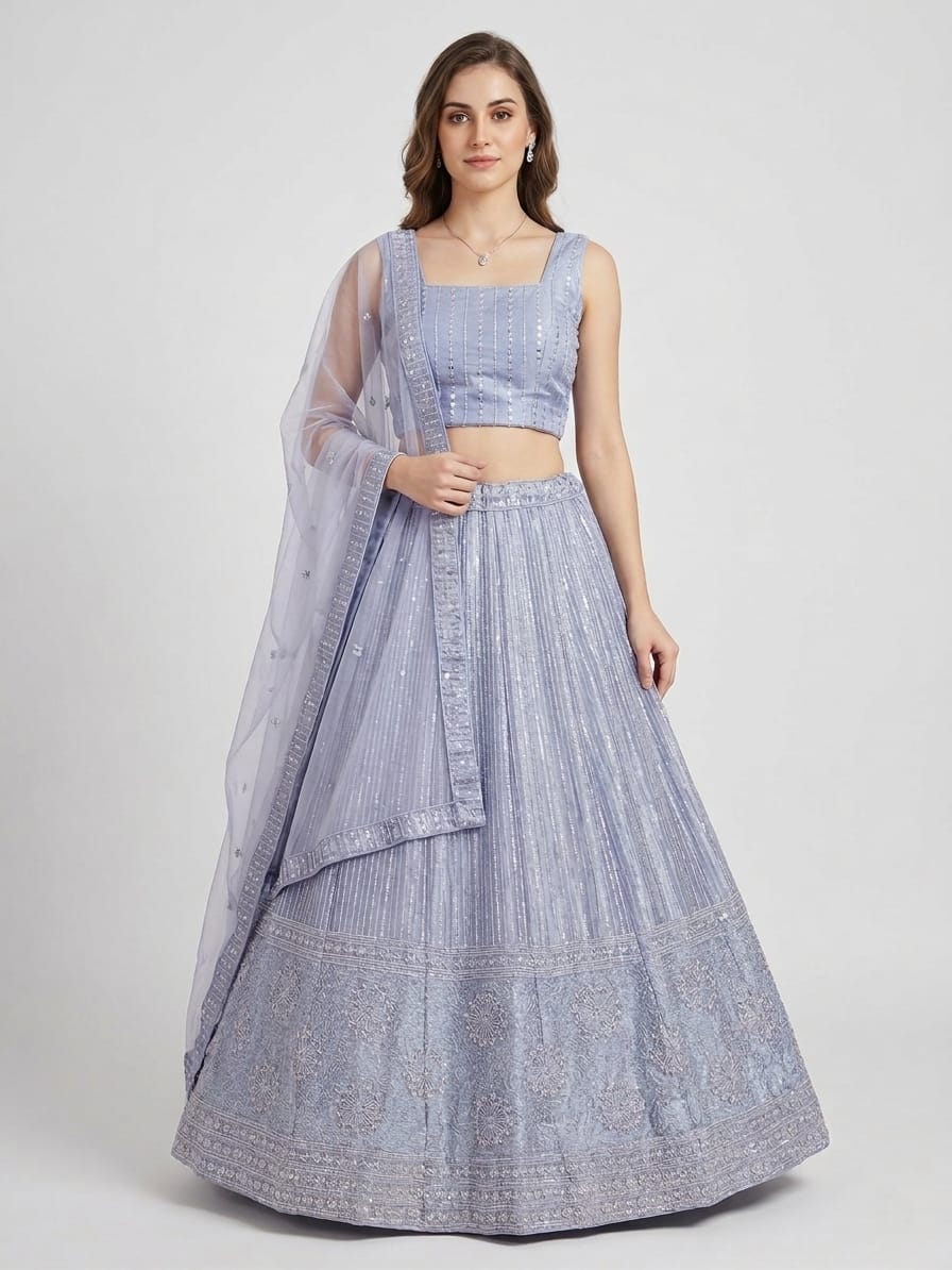 MyFashion -REET Himani Sequence Cut Dana Beads Work Net Lehenga Choli