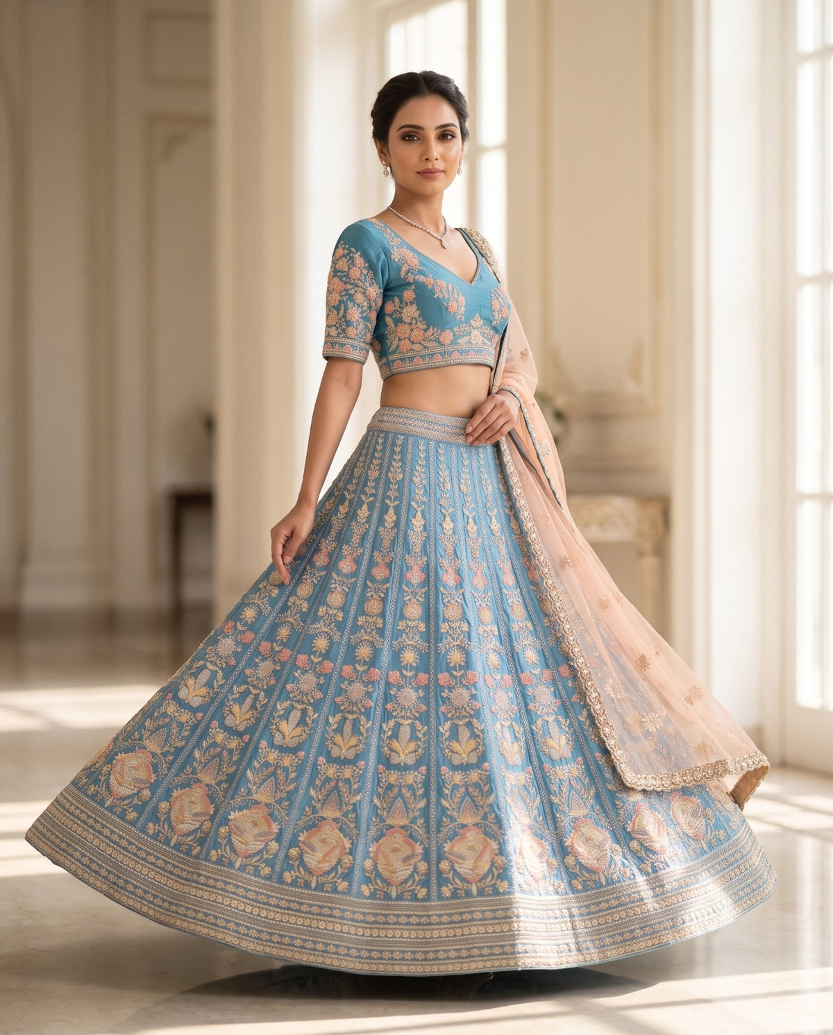 MyFashion -REET Adaa Zari Beads Sequins Silk Lehenga Choli
