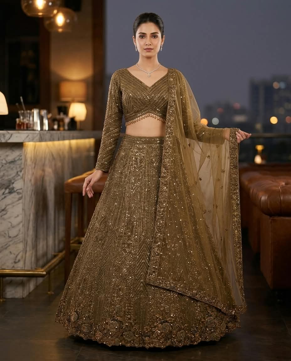 MyFashion -REET Sitara Cut Dana Beads Net Lehenga Choli With Sequence Work