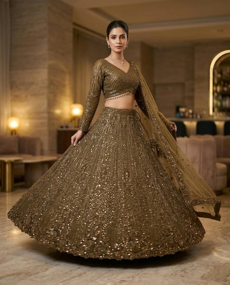 MyFashion -REET Sitara Cut Dana Beads Net Lehenga Choli With Sequence Work