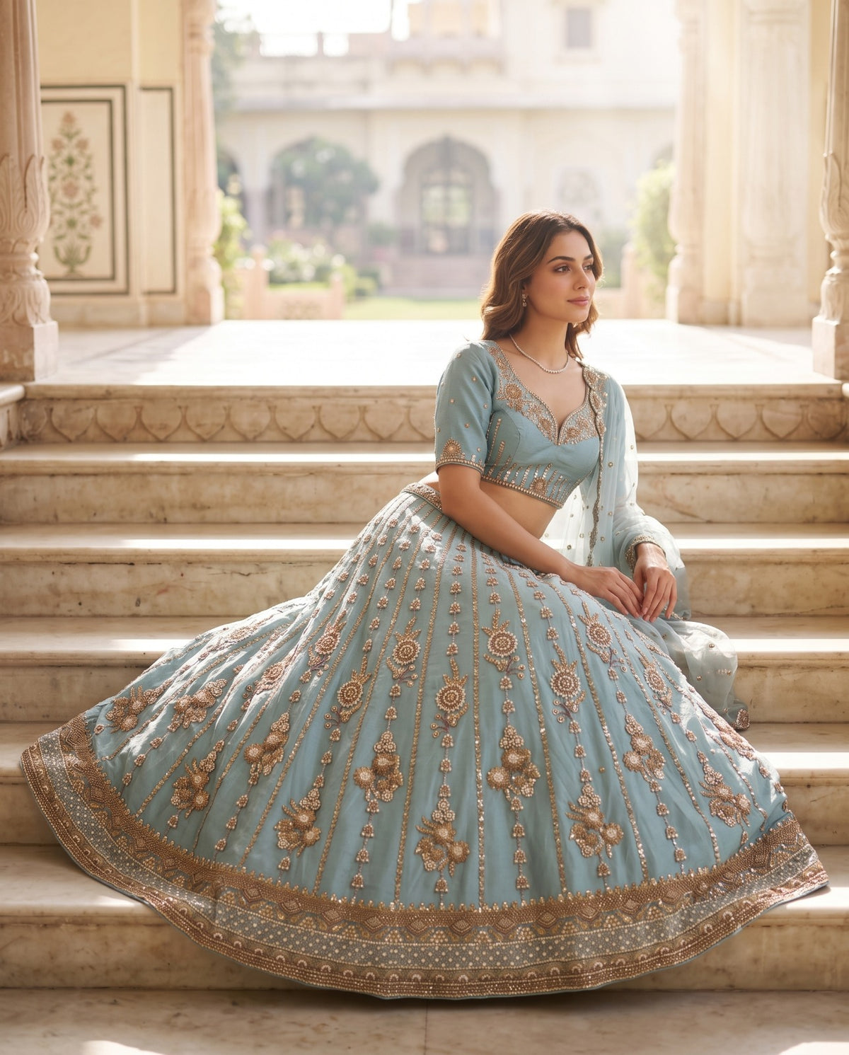 MyFashion -REET Nooré Net Sequin Cut Dana Pearl Work Lehnga Choli