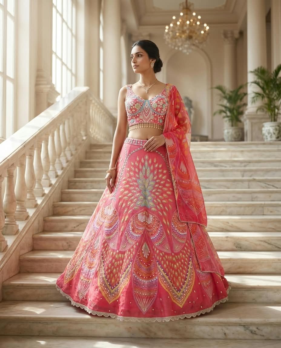 MyFashion -REET Veya Georgette Sequin Pearl Work Lehnga Choli