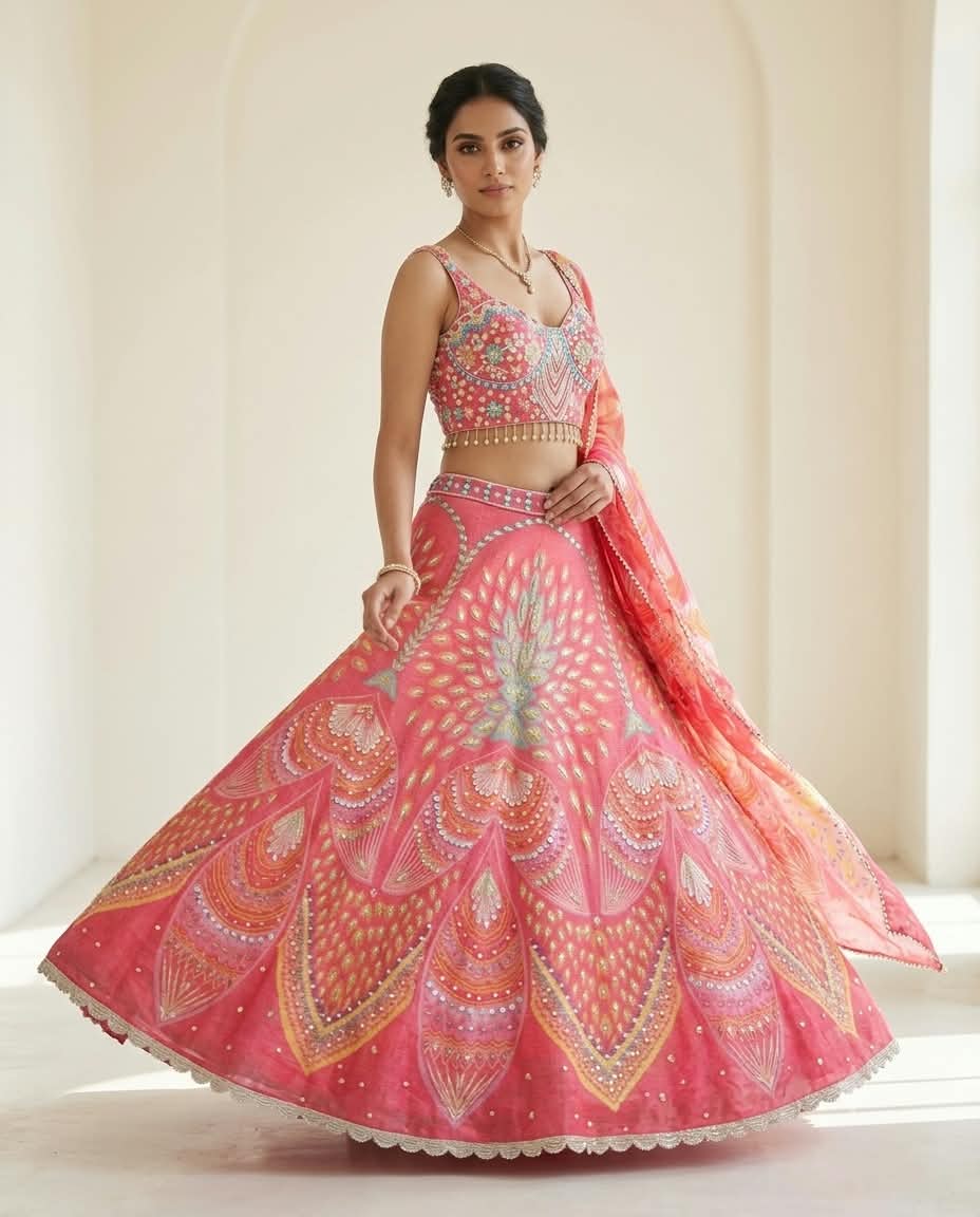 MyFashion -REET Veya Georgette Sequin Pearl Work Lehnga Choli