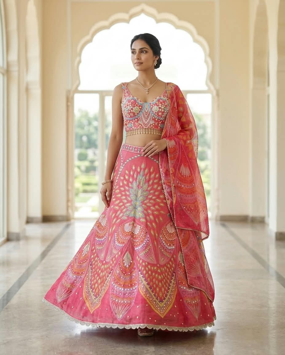 MyFashion -REET Veya Georgette Sequin Pearl Work Lehnga Choli