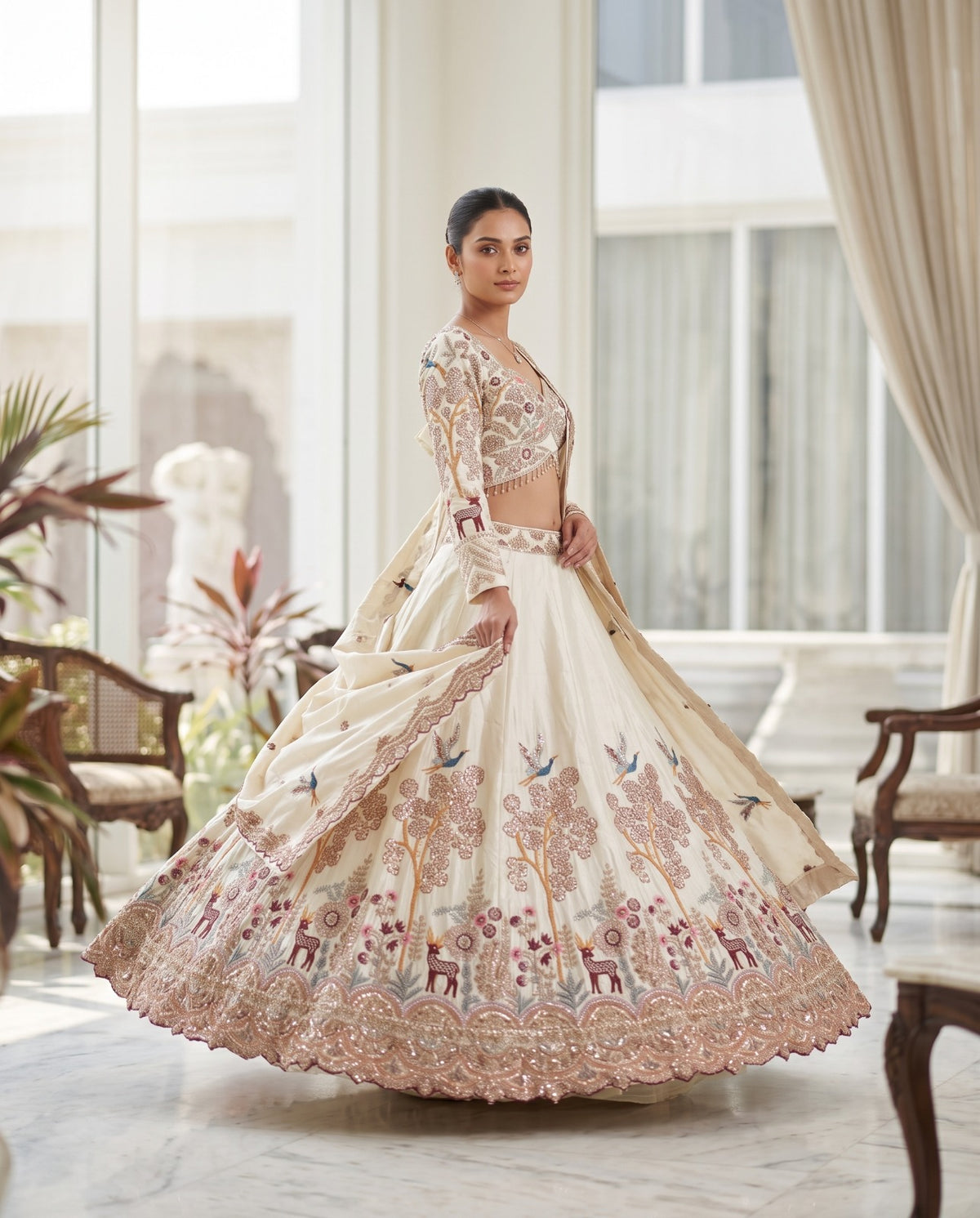 MyFashion -REET Morika Sequins Embroidered Thread Work A Line Lehenga Choli With Dupatta