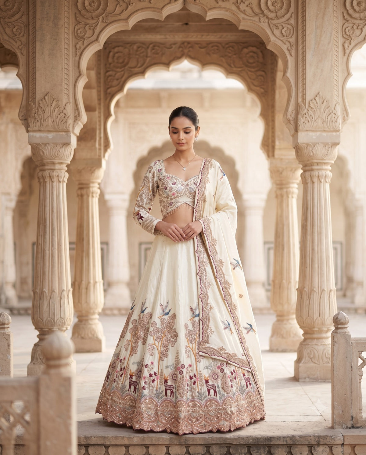 MyFashion -REET Morika Sequins Embroidered Thread Work A Line Lehenga Choli With Dupatta