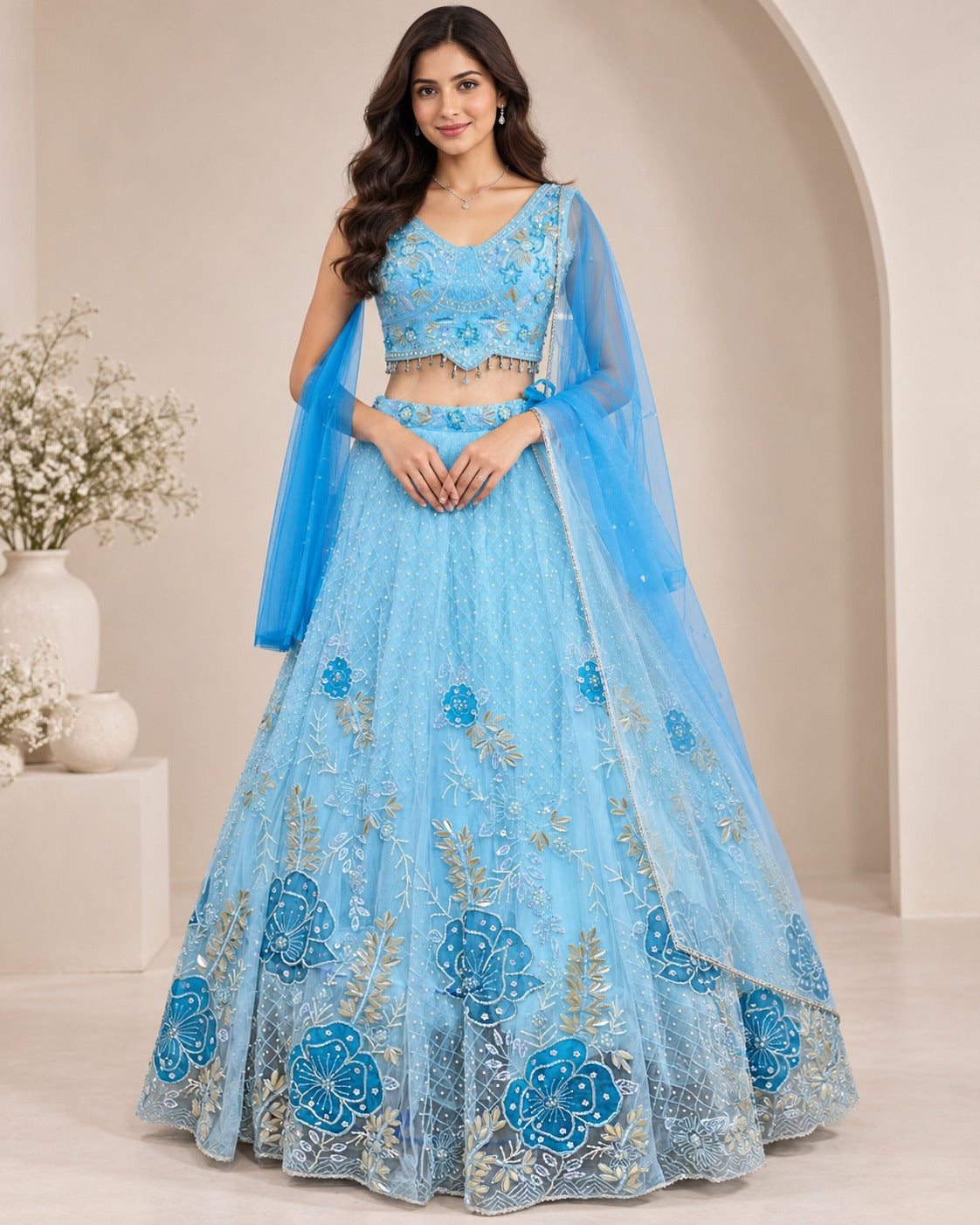 MyFashion -REET Noor Sequence Beads Thread Work Lehenga Choli