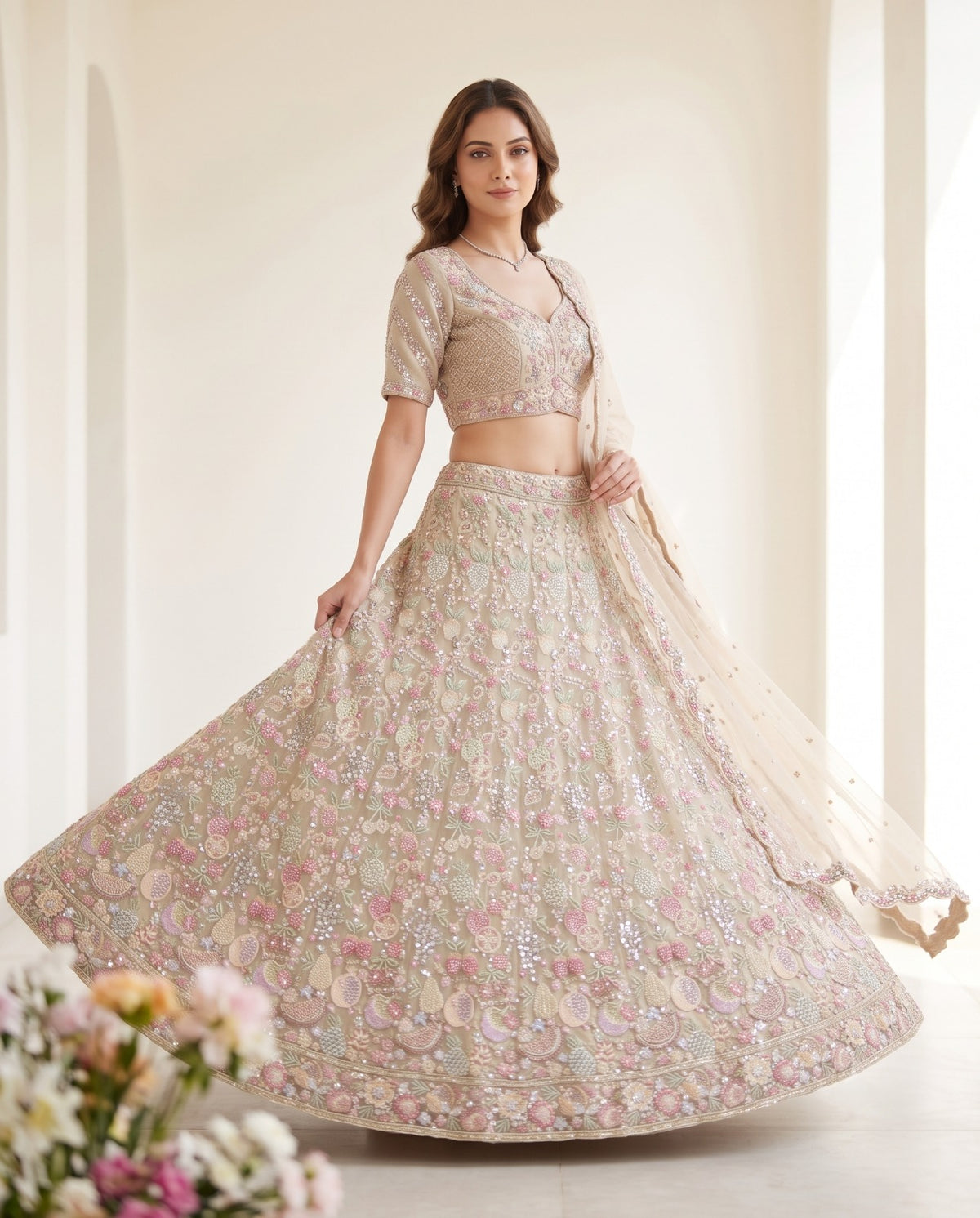 MyFashion -REET Aaraaya Sequin Cut Dana work Semi-Stitched Lehenga Choli