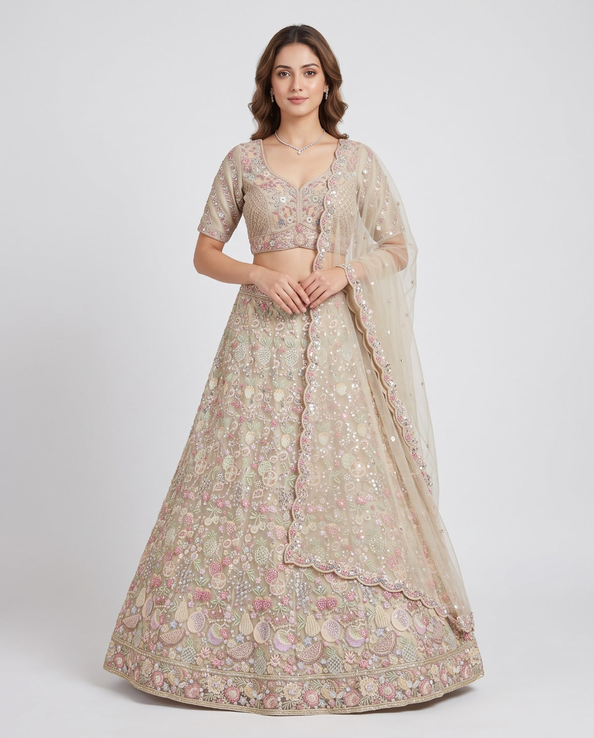 MyFashion -REET Aaraaya Sequin Cut Dana work Semi-Stitched Lehenga Choli