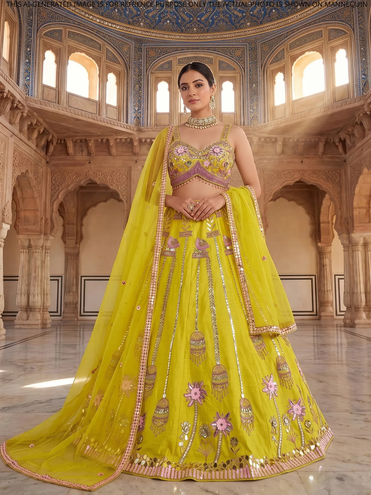 MyFashion KLS-2688 Yellow Raw Silk celebrity inspired Lehenga