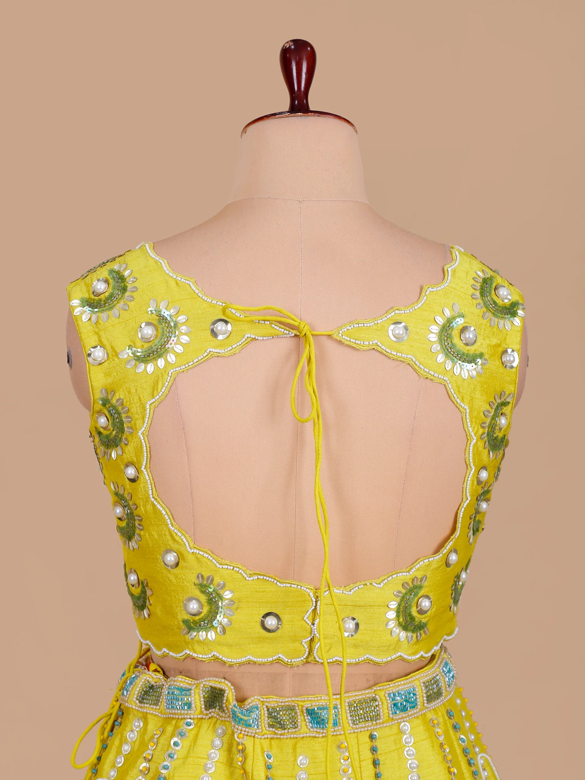 MyFashion KLS-2697 Yellow Silk Noorafza Pearl Moti lehenga