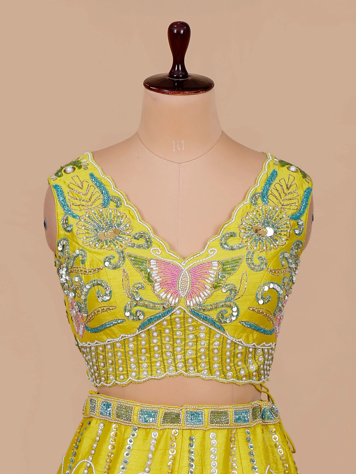 MyFashion KLS-2697 Yellow Silk Noorafza Pearl Moti lehenga