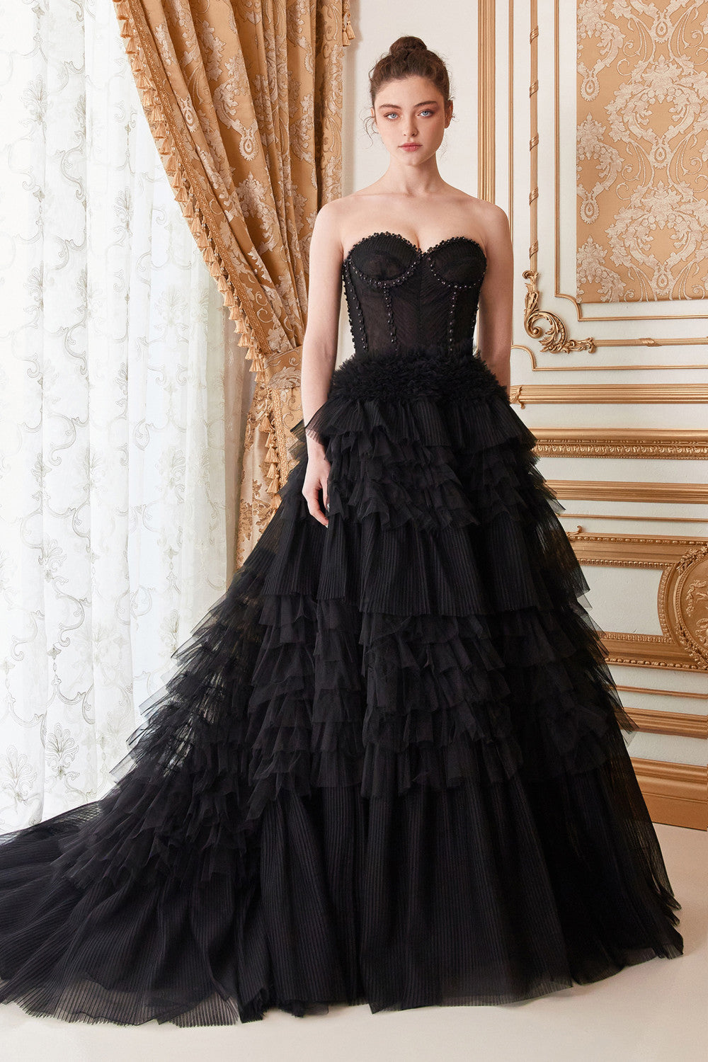 Corset Princessa Tulle Ruffle Ball Gown by Andrea and Leo -A1017