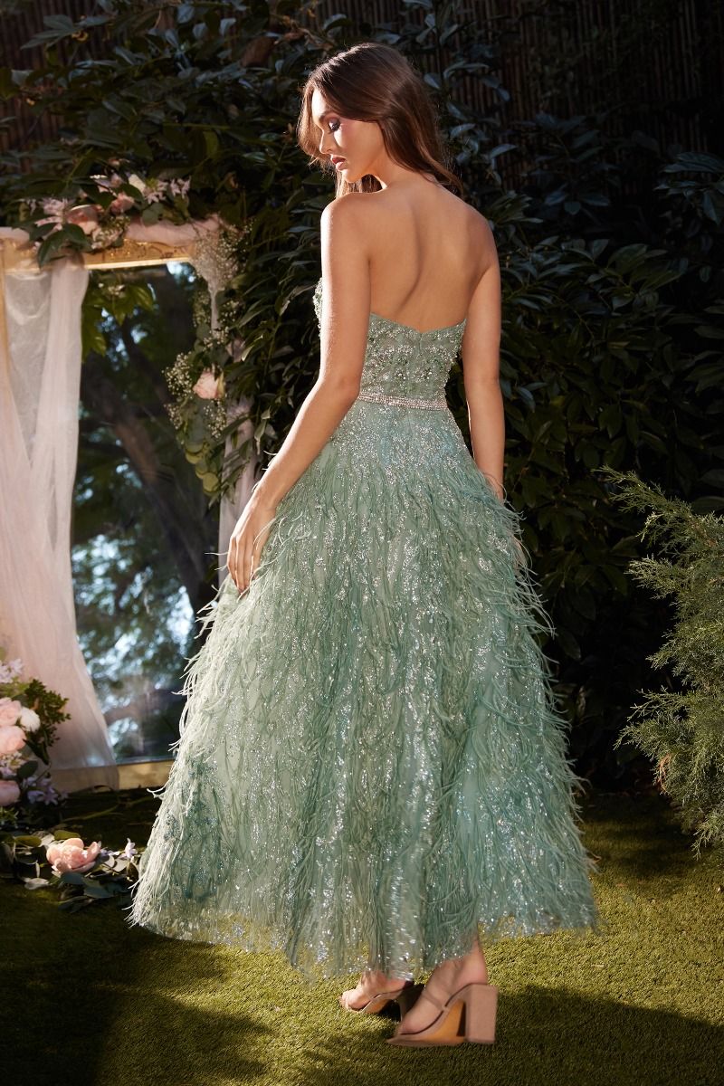 Andrea And Leo -A1226 Strapless Feather A-Line Dress