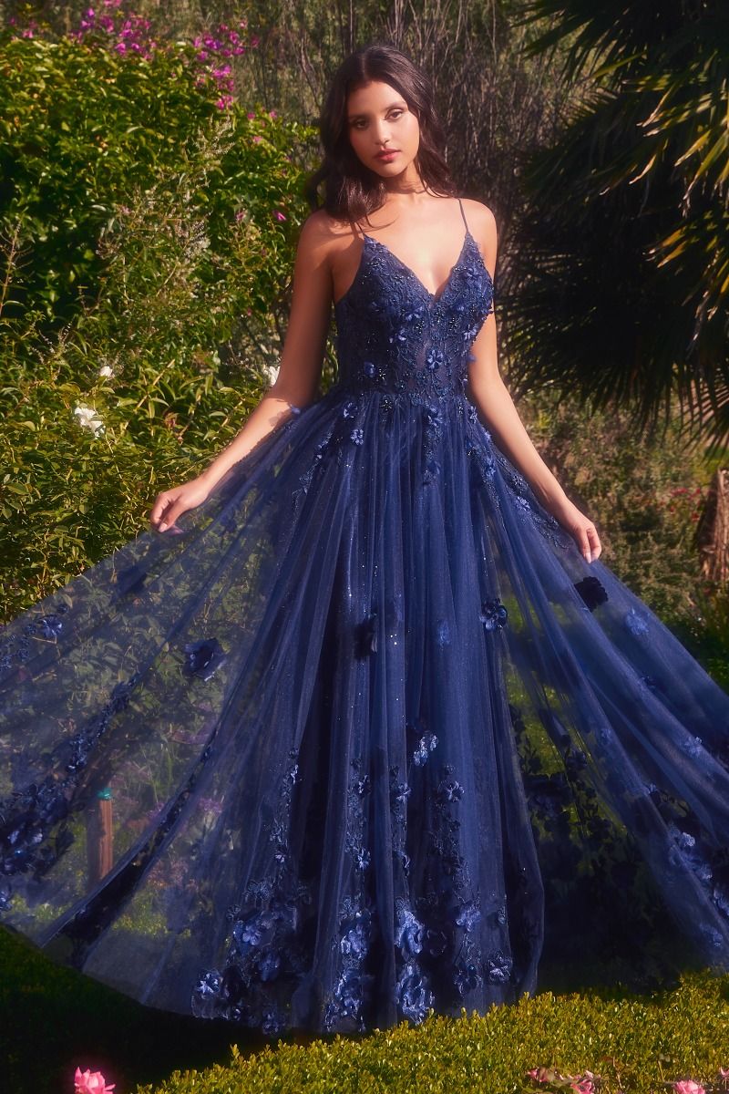Andrea and Leo -A1326 Floral Applique Ball Gown