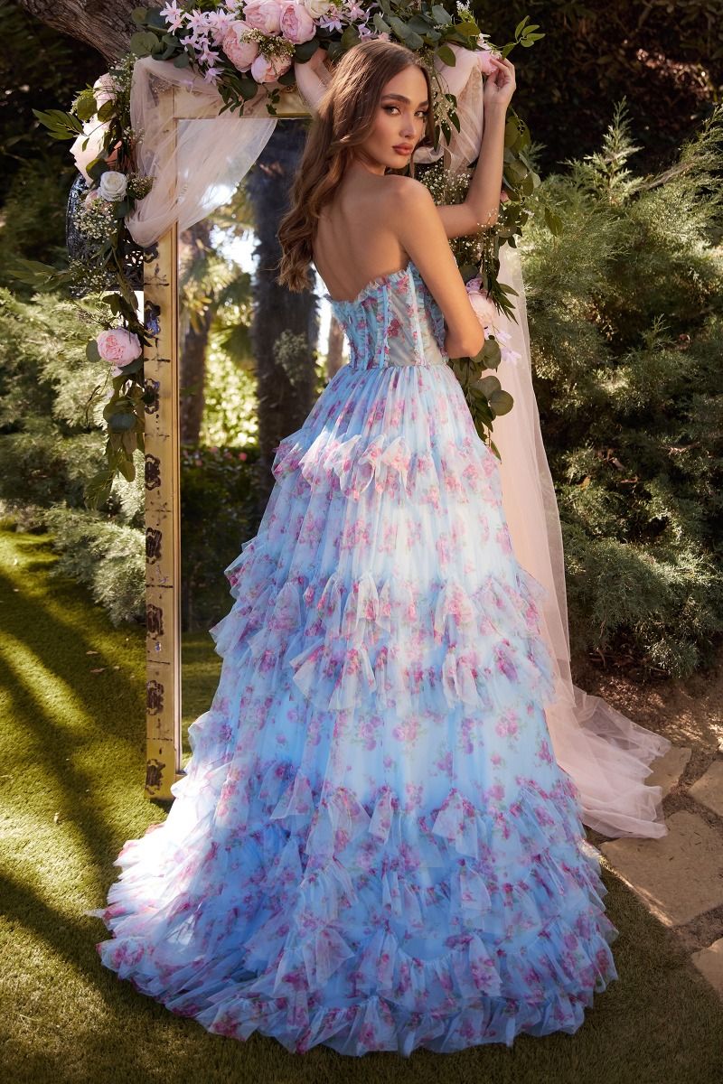 Andrea and Leo -A1334 Floral Printed A-Line Dress