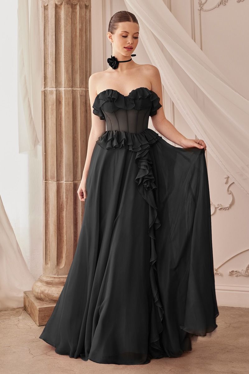 Andrea And Leo -A1341 Strapless Ruffle A-Line Dress