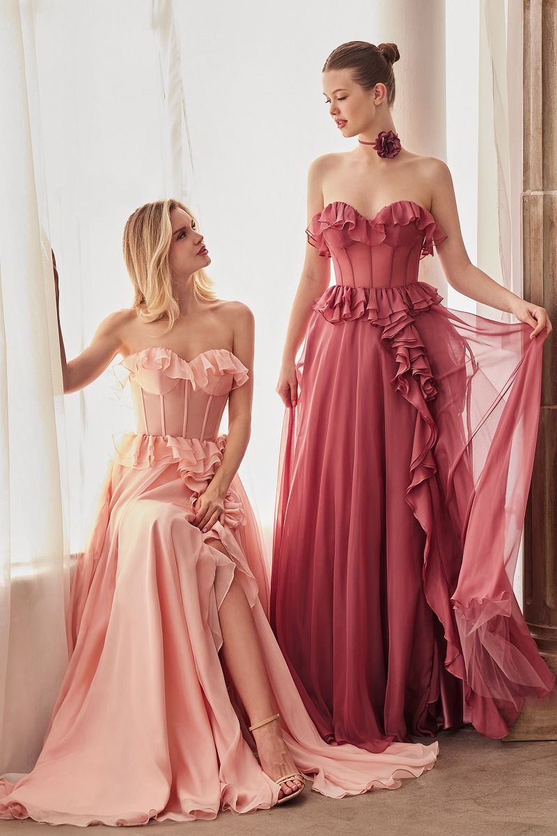 Andrea And Leo -A1341 Strapless Ruffle A-Line Dress