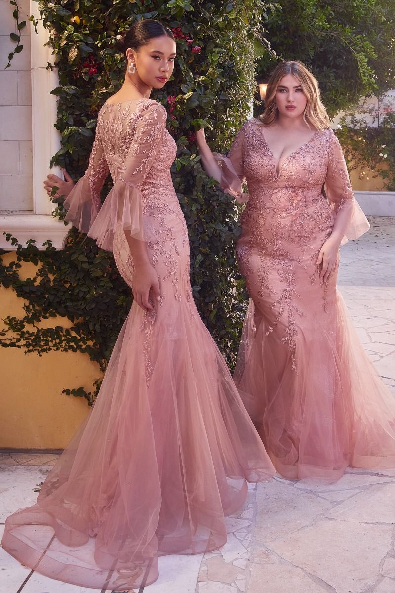 Andrea and Leo -A1342 Fitted Lace Applique Mermaid Dress