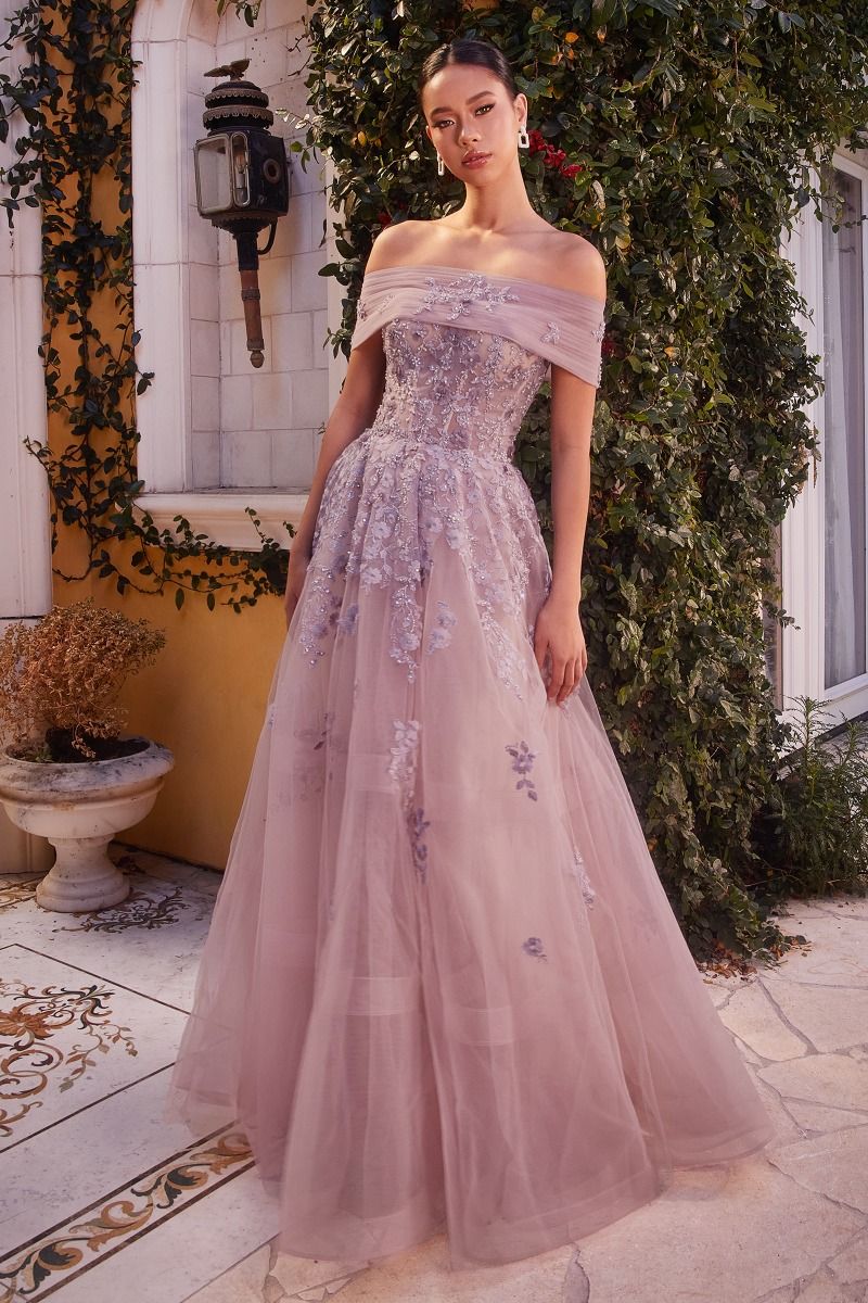 Andrea And Leo -A1348 Floral Off Shoulder Ball Gown
