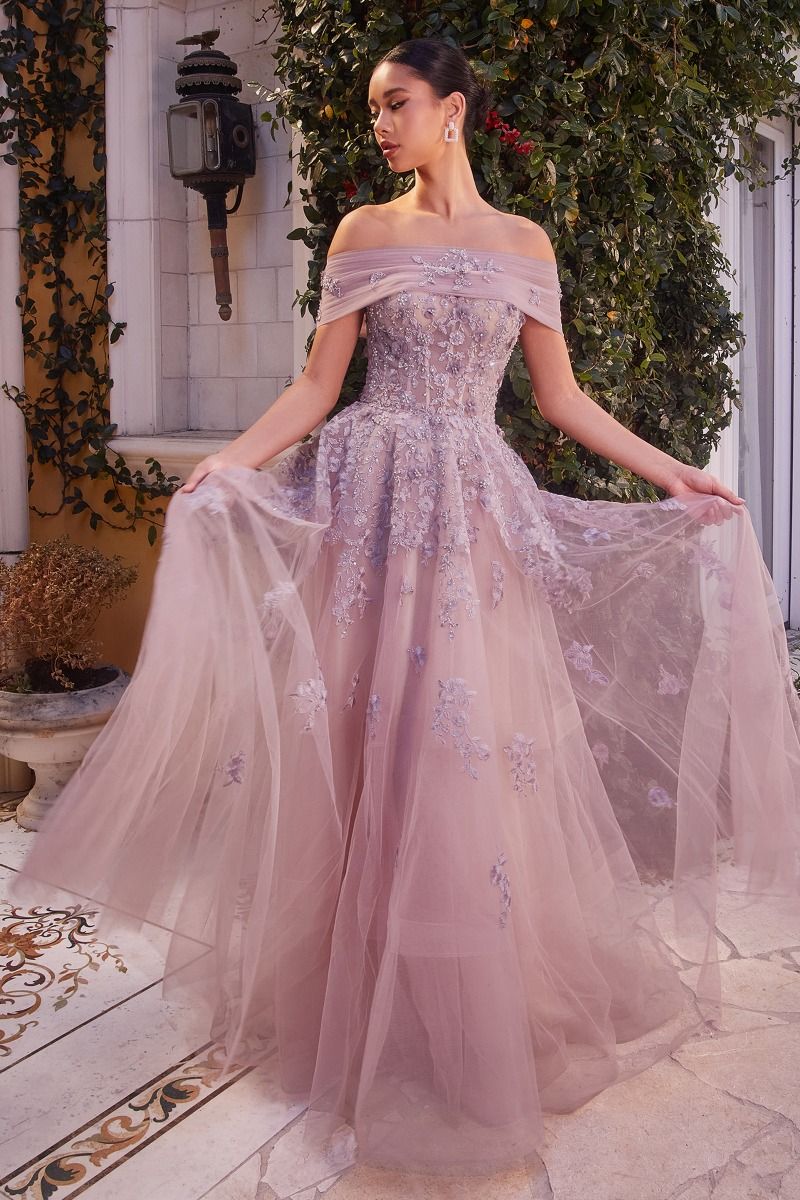Andrea And Leo -A1348 Floral Off Shoulder Ball Gown