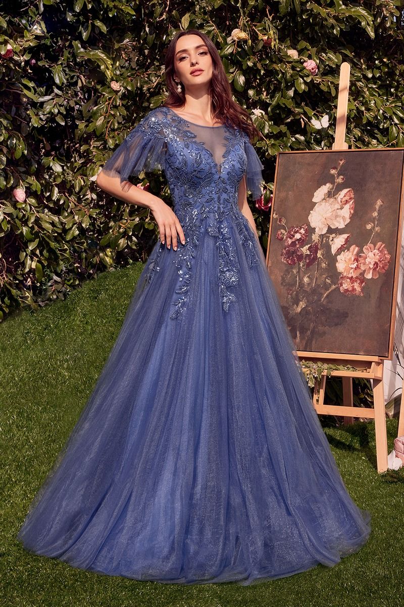 Andrea and Leo -A1351 Lace Embellished Tulle Ball Gown