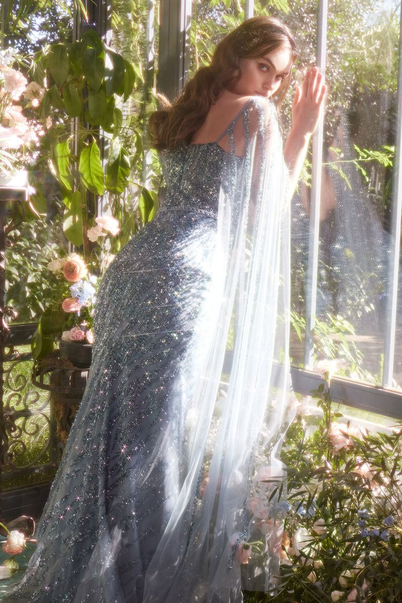 Andrea and Leo -A1370 Fitted Beaded One Shoulder Sheath Dress