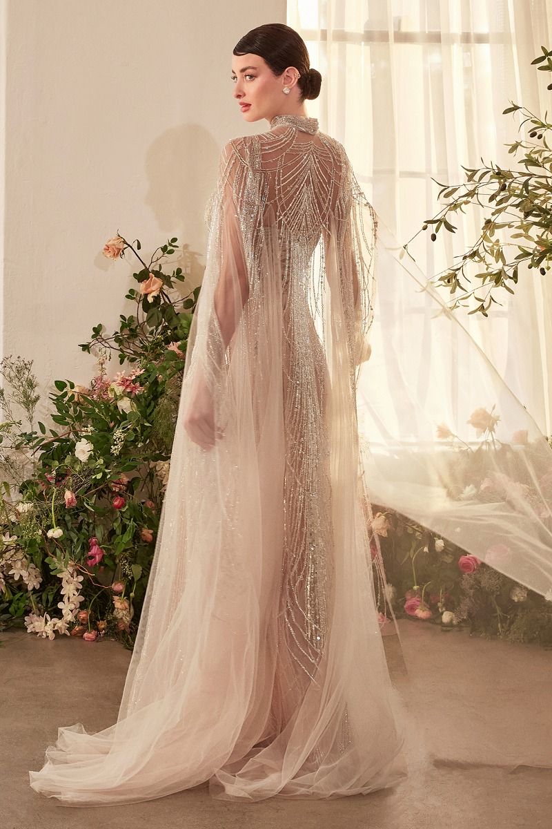 Andrea and Leo -A1411 Beaded Tulle Straight Neck Prom Gown