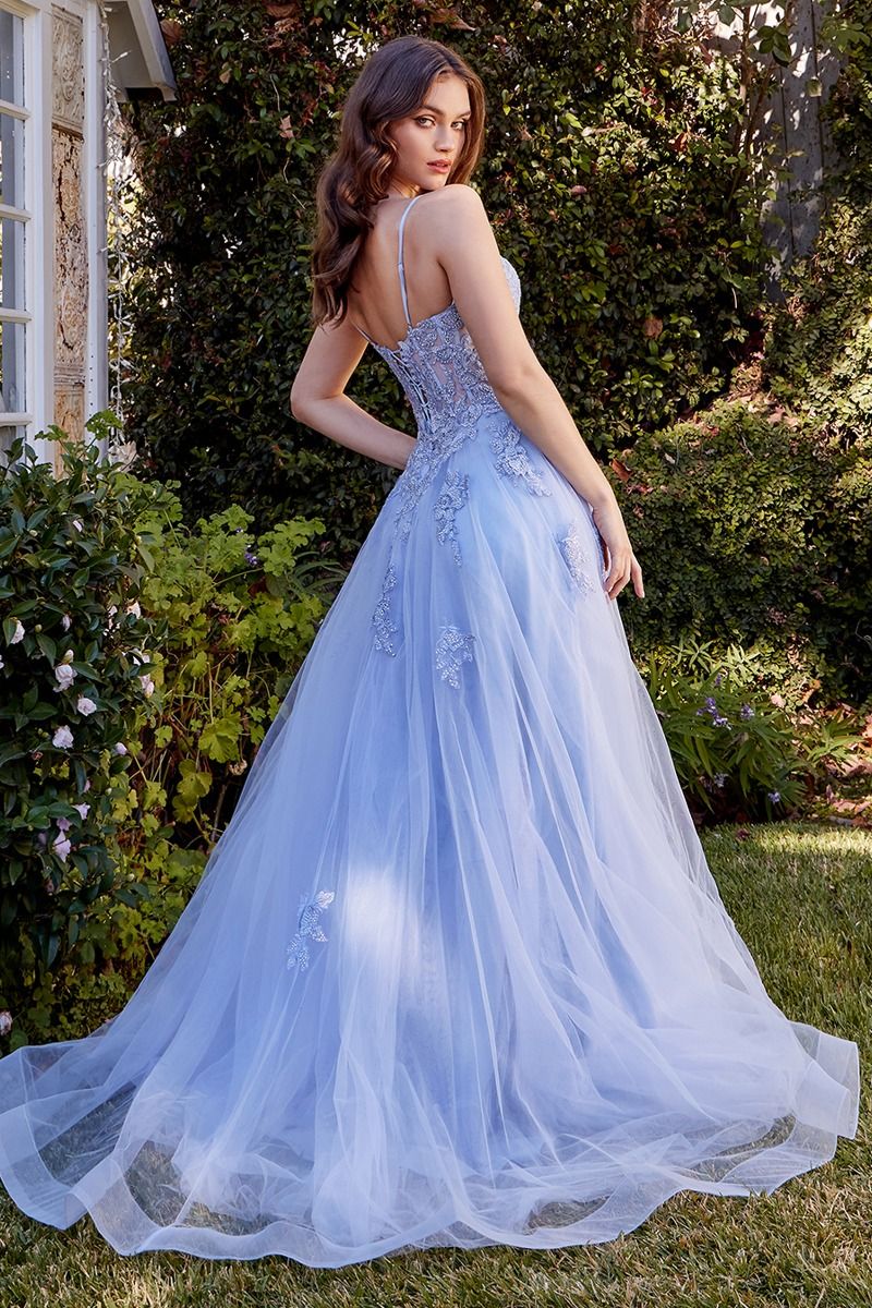 Andrea and Leo -A1417 Lace Applique Tulle A-Line Dress