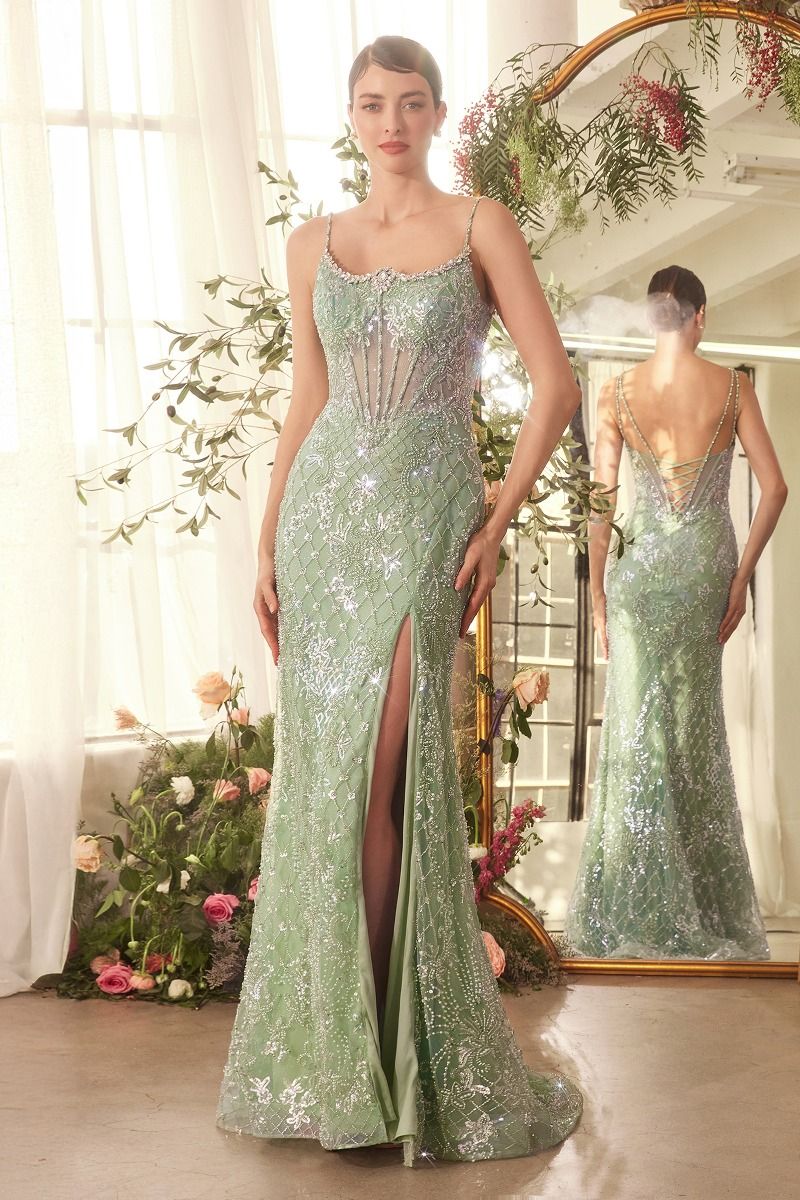 Andrea and Leo -A1470 Beaded embellished Cristal neck prom dress