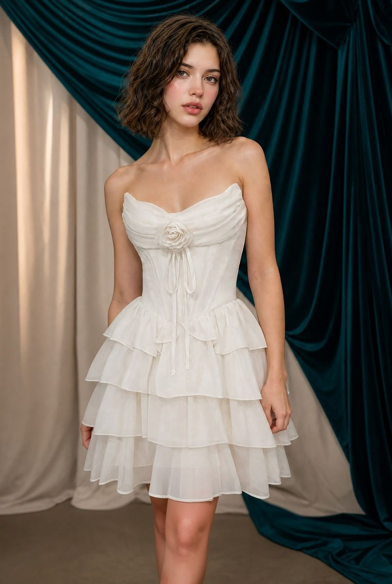 Andrea and Leo -A1521 Short Strapless Sweetheart A-line Dress