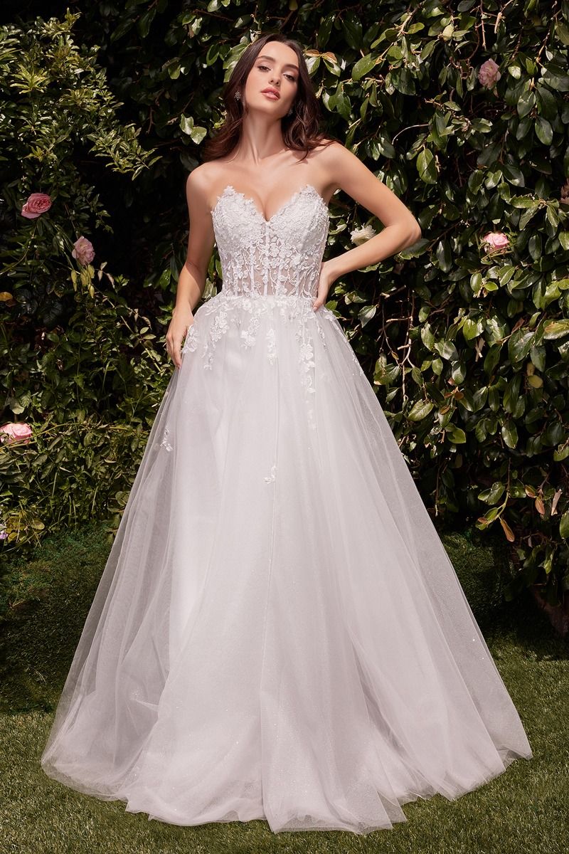Cinderella Divine -C148W Strapless Laced A-Line Wedding Dress