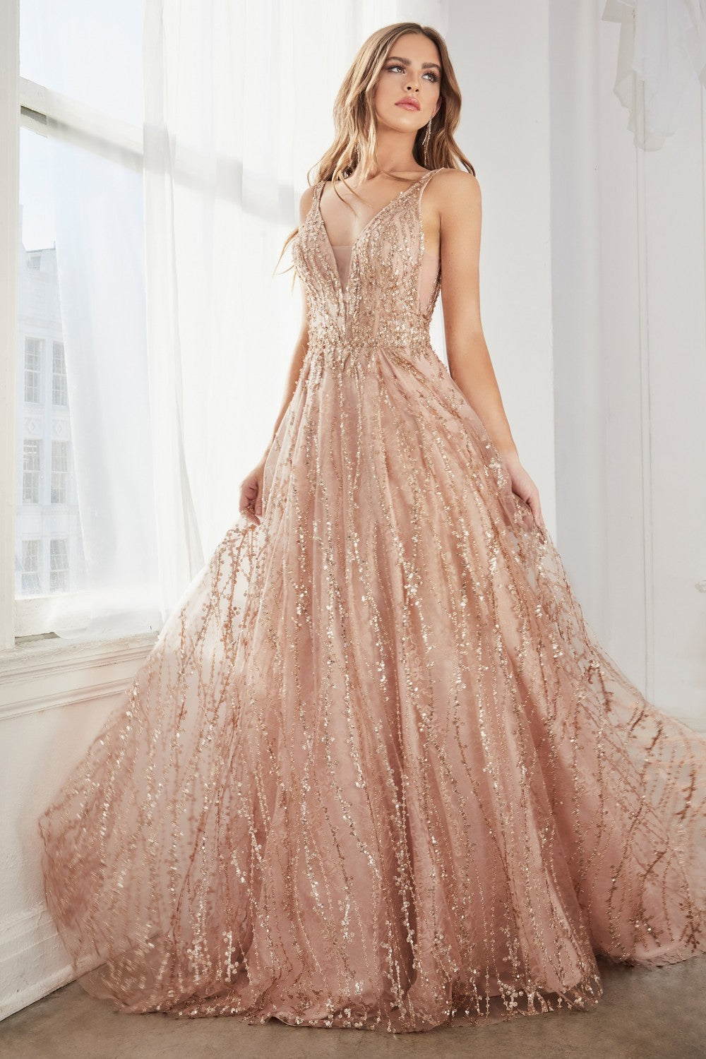 MyFashion.com - Ball gown with layered tulle and glitter lace print.(C32) - Cinderella Divine promdress eveningdress fashion partydress weddingdress 
 gown homecoming promgown weddinggown 