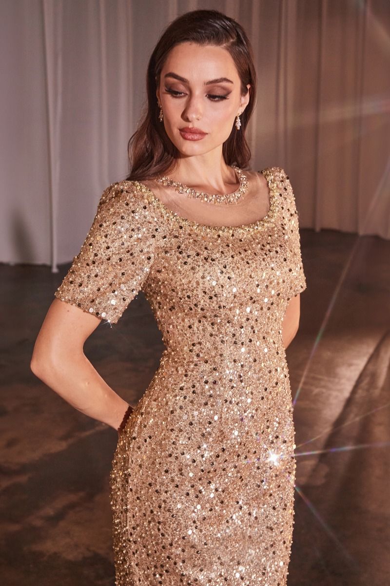 Cinderella Divine -CB151 Fitted Sequin Prom Sheath Dress