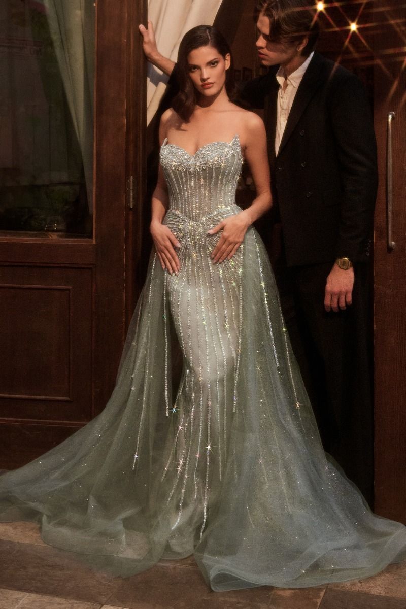 Cinderella Divine -CB158 Strapless Neck Crystal Beading Dress