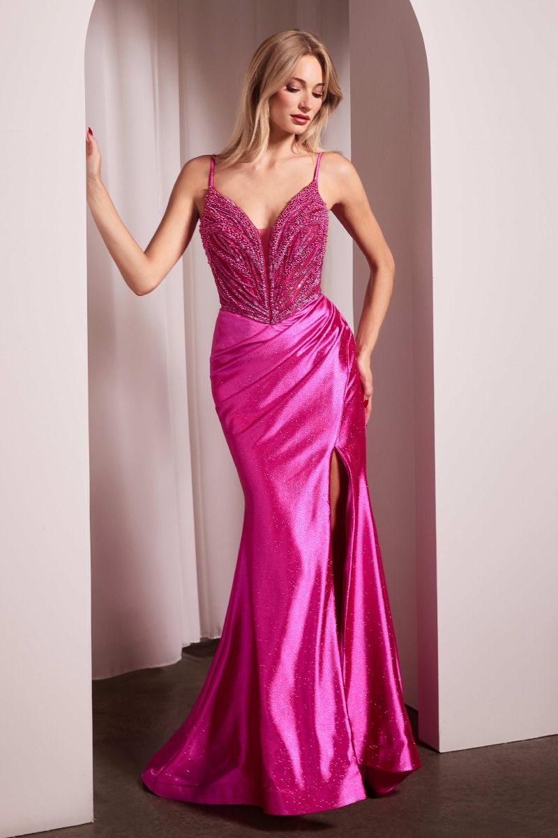 Cinderella Divine -CC0238 Stretch glitter satin & pearl adornment Gown