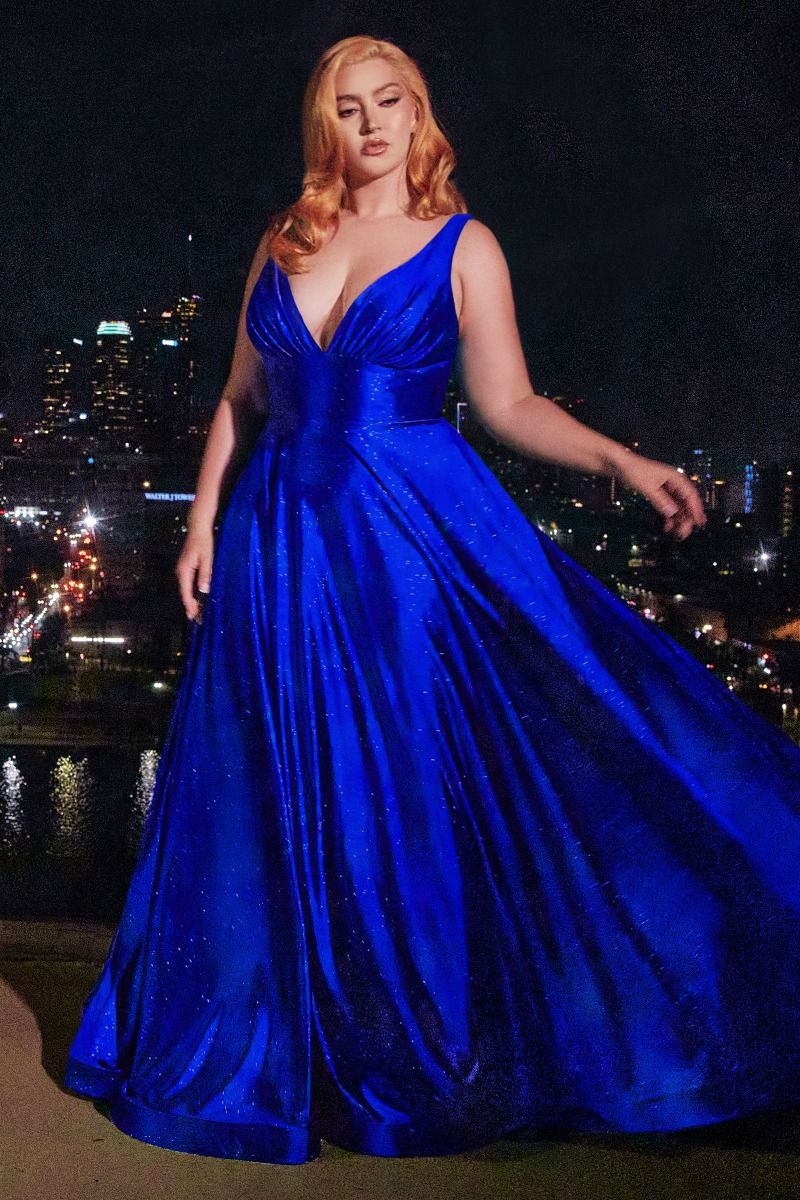 Cinderella Divine -CC2349C Sleeveless Plunging V-Neck Prom Gown