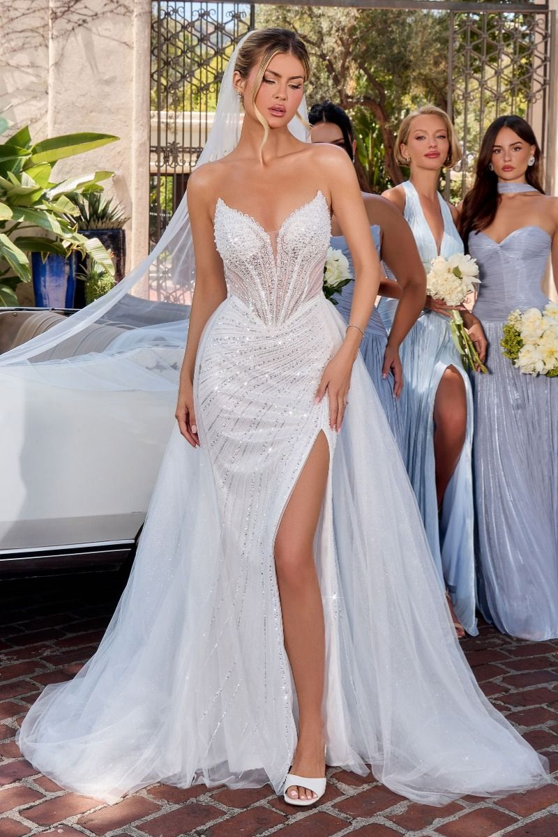 Cinderella Divine -CC492W Fitted Bridal Gown With Detachable Overskirt