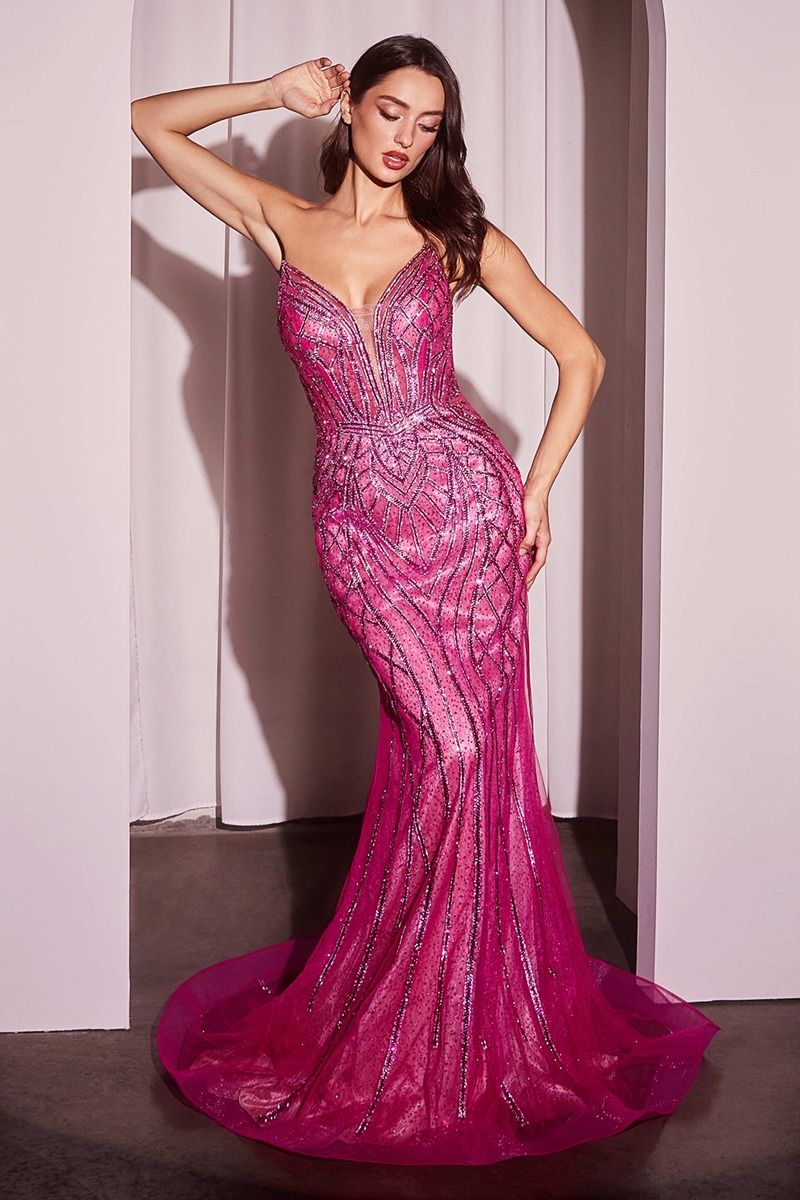 Cinderella Divine -CC6018 Strapless Embellished Mermaid Dress
