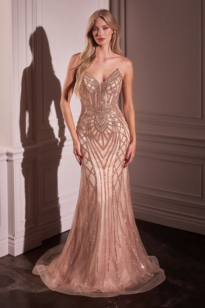 Cinderella Divine -CC6018 Strapless Embellished Mermaid Dress