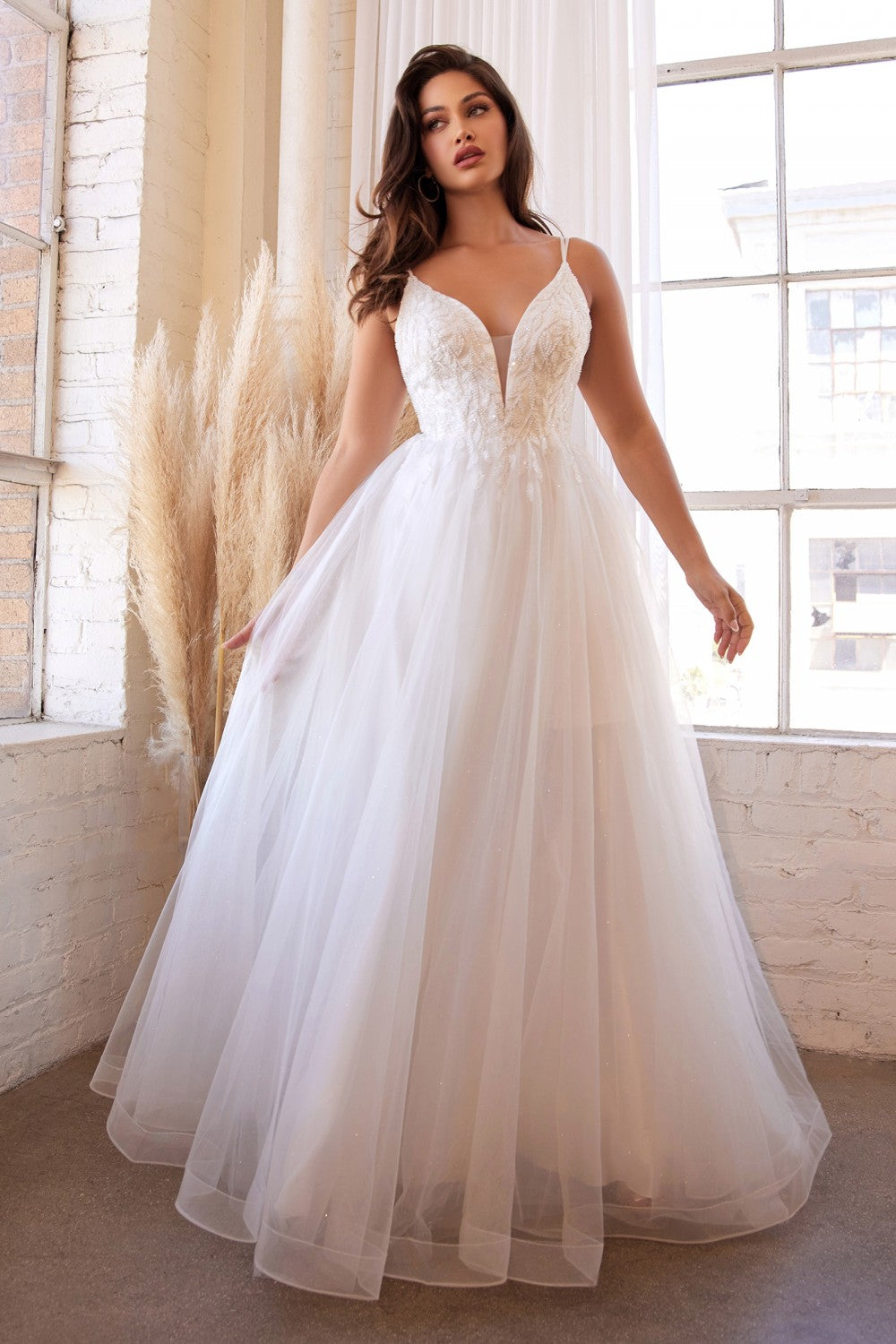 Clearance Sale Layered Tulle Bridal Gown By Cinderella Divine -CD0154WCL