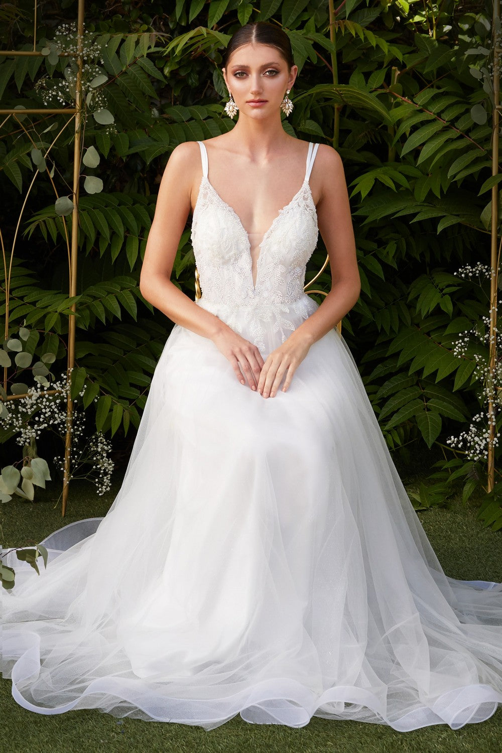 Clearance Sale Layered Tulle Bridal Gown By Cinderella Divine -CD0154WCL