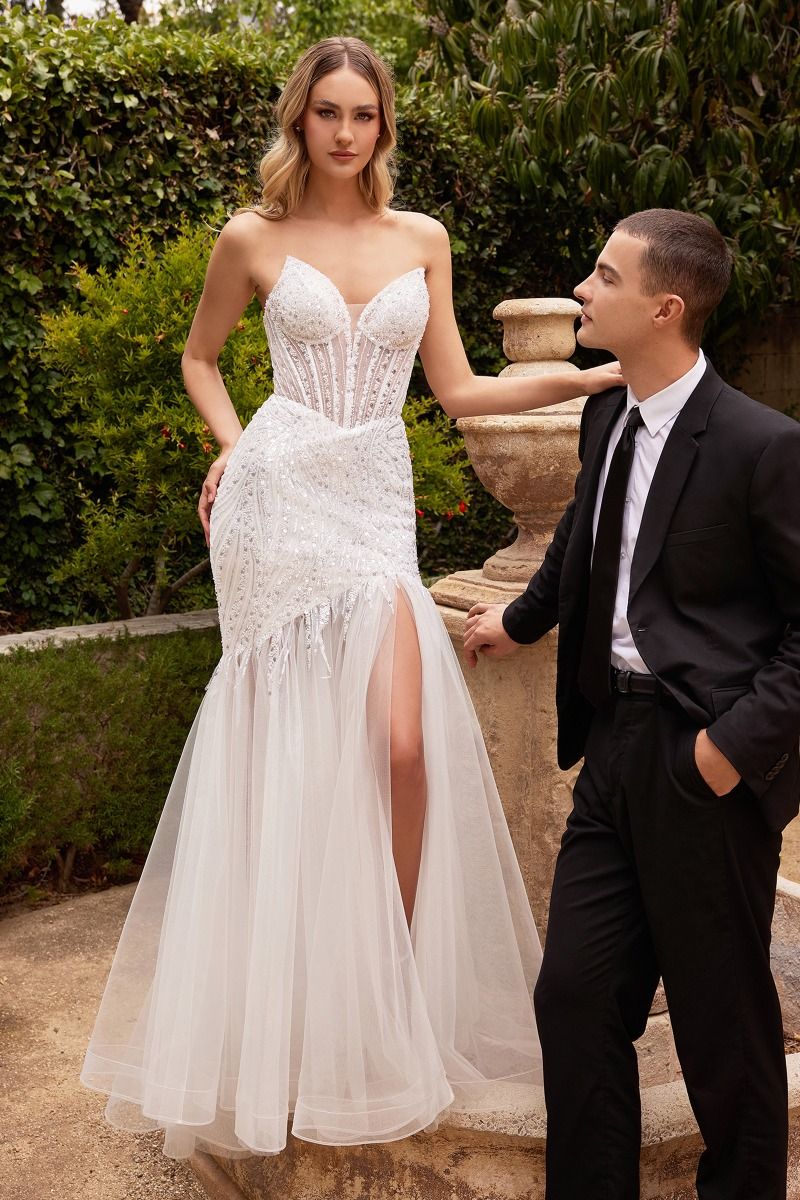 Cinderella Divine -CD0215W Beaded Mermaid Dress