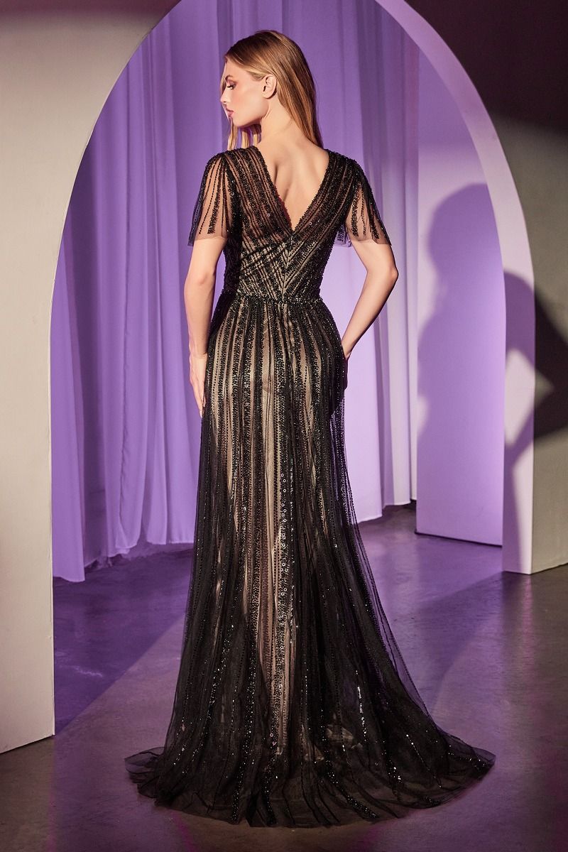 Clearance Sale Cinderella Divine -CD0241CL Embellished Sequin A-Line Dress