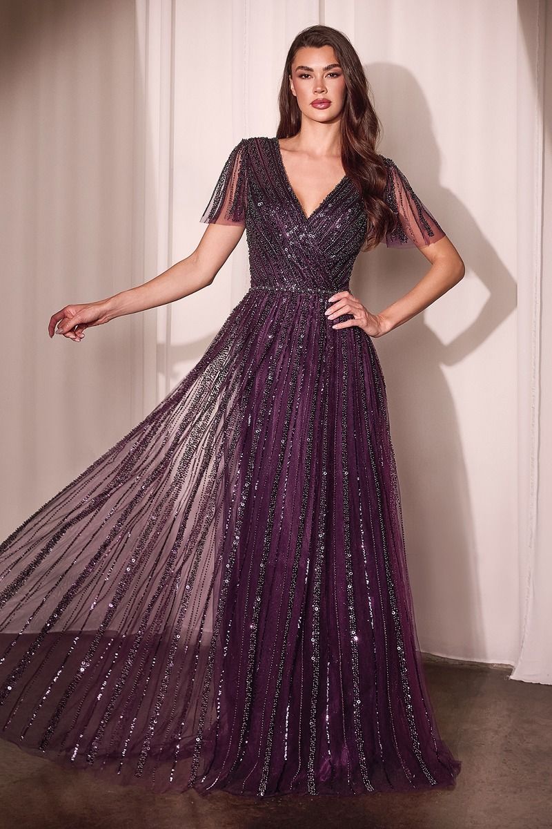 Clearance Sale Cinderella Divine -CD0241CL Embellished Sequin A-Line Dress