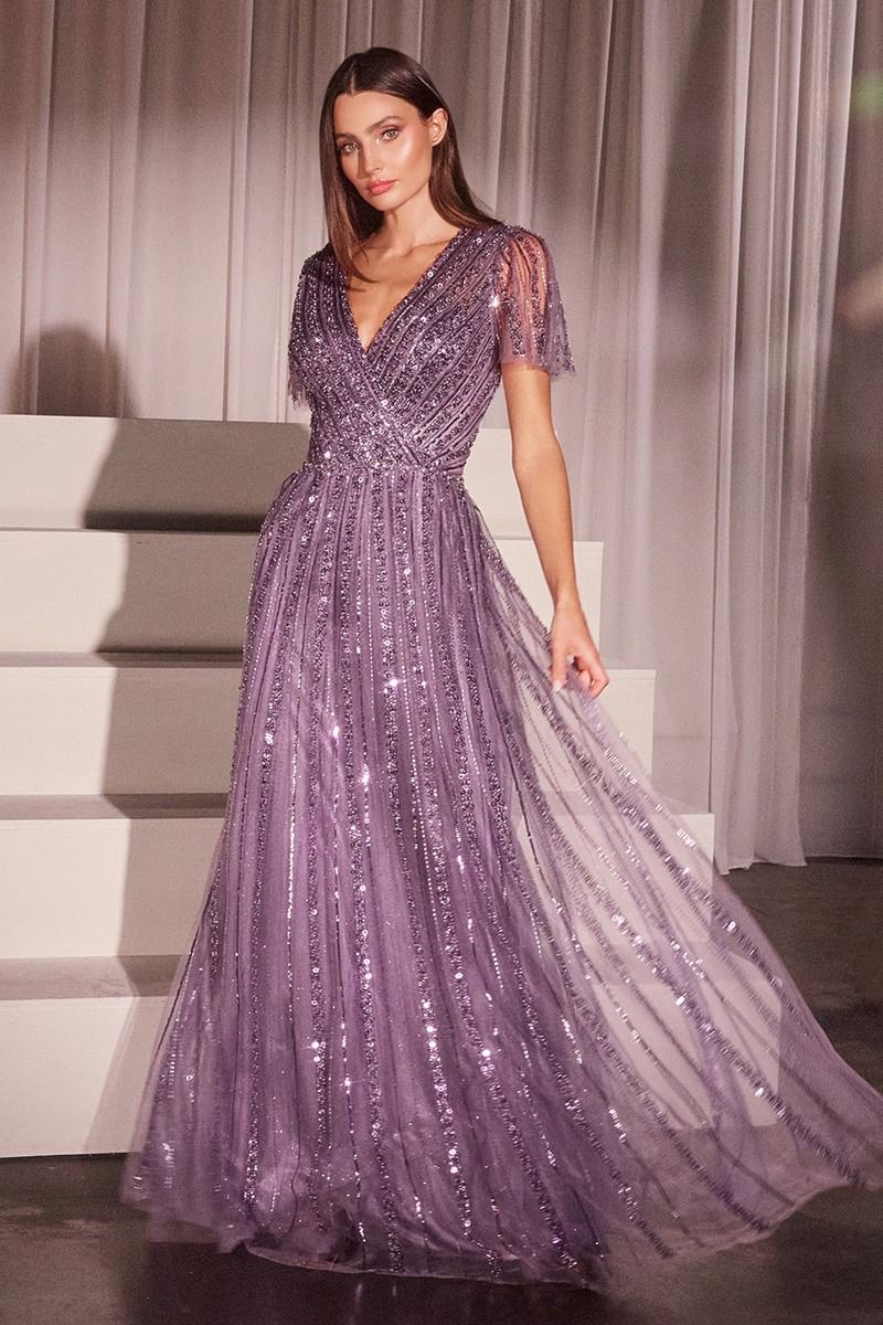 Clearance Sale Cinderella Divine -CD0241CL Embellished Sequin A-Line Dress